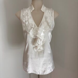 Off-White Satin Ruffle Front Blouse Size 4